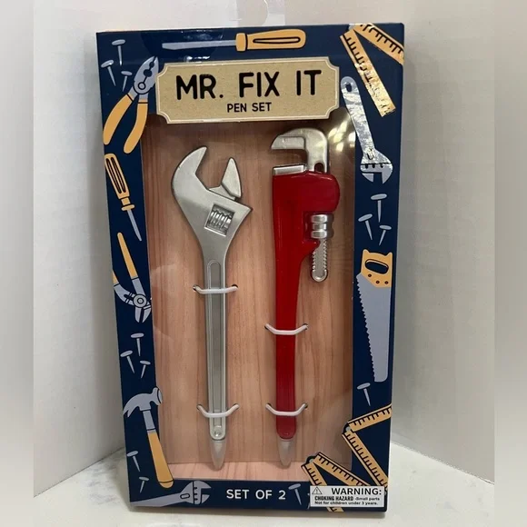 Mr. Fix It Pen Set - Silver and Red 👷🔧📏 - Picture 1 of 4